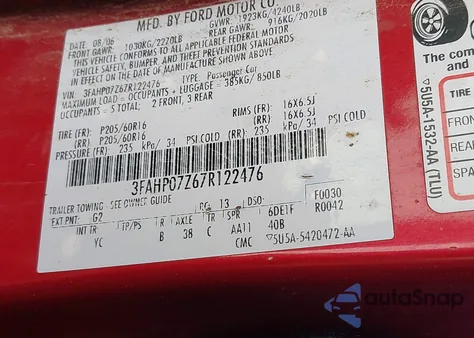 2007 Ford Fusion Se z USA, uszkodzony, nr VIN 3FAHP07Z67R122476